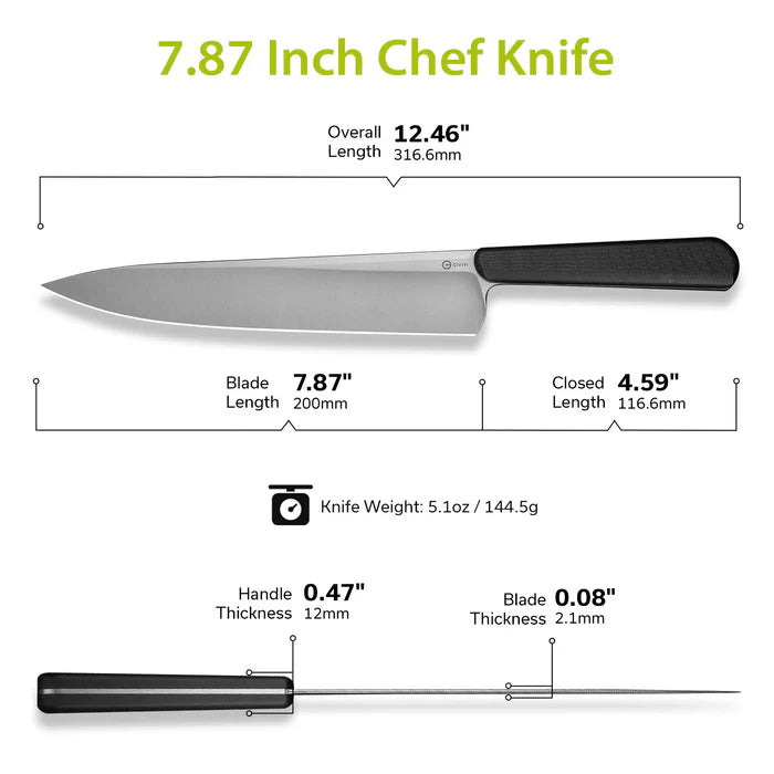 CIVIVI Cibus Chef Knife G10 Handle (7.87" 14C28N Blade) C23048-1