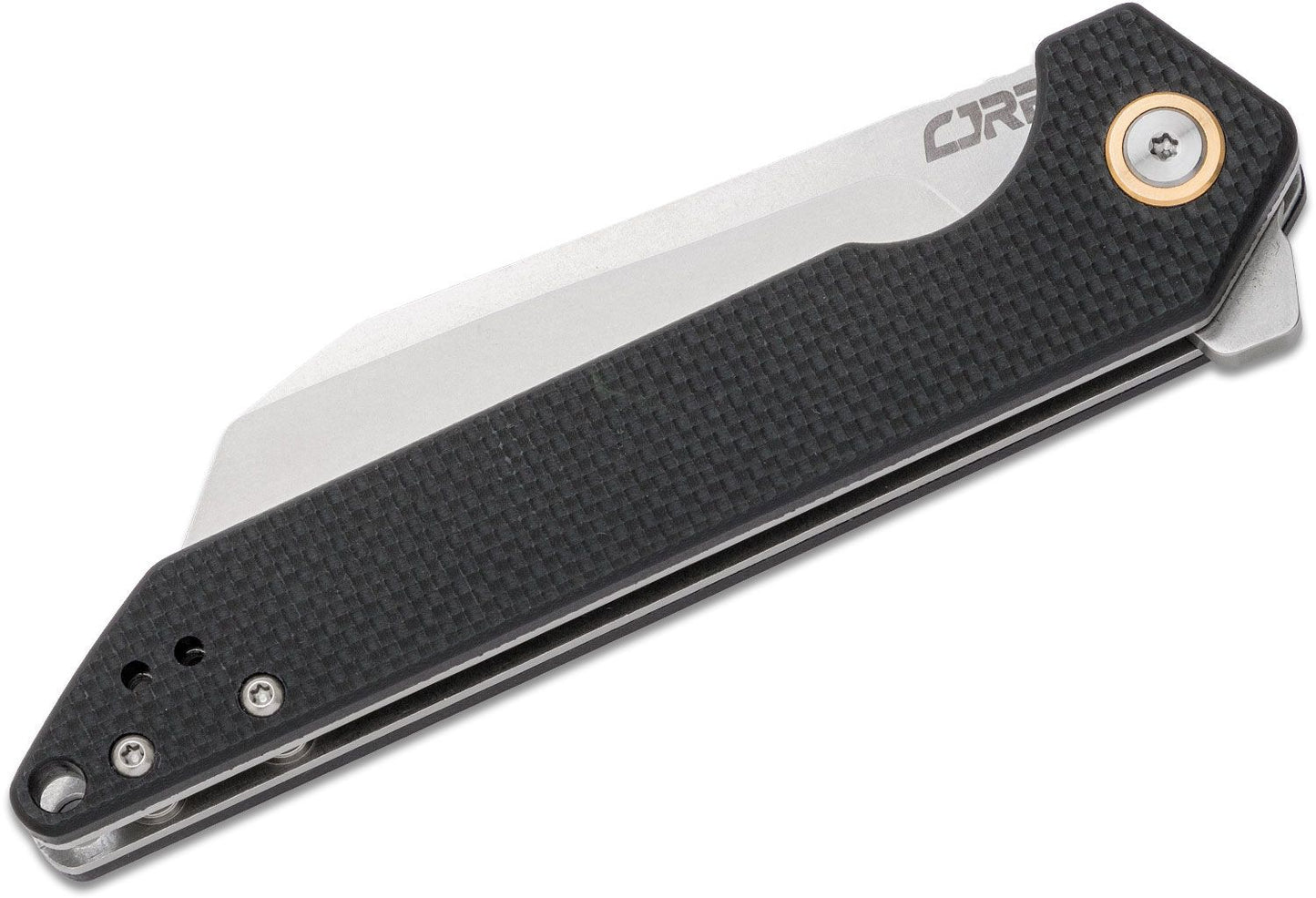 CJRB Cutlery Rampart Flipper Knife 3.5" Stonewashed Wharncliffe Blade, Carbon Fiber Handles, Liner Lock - J1907-CF