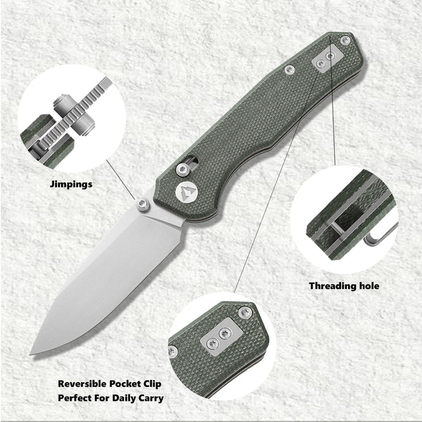 CMB Explorer CMB-18A – 14C28N Axis Lock Folding Knife with Micarta Handle