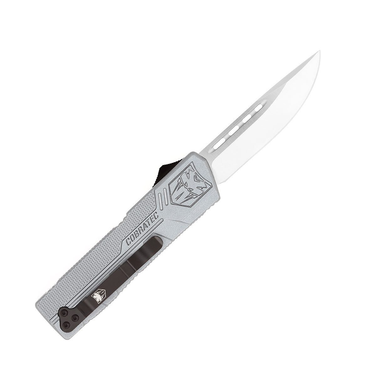CobraTec Lightweight Grey (Cerakote) OTF Knife – D2 Blade | Dual Action GYCTLWDNS