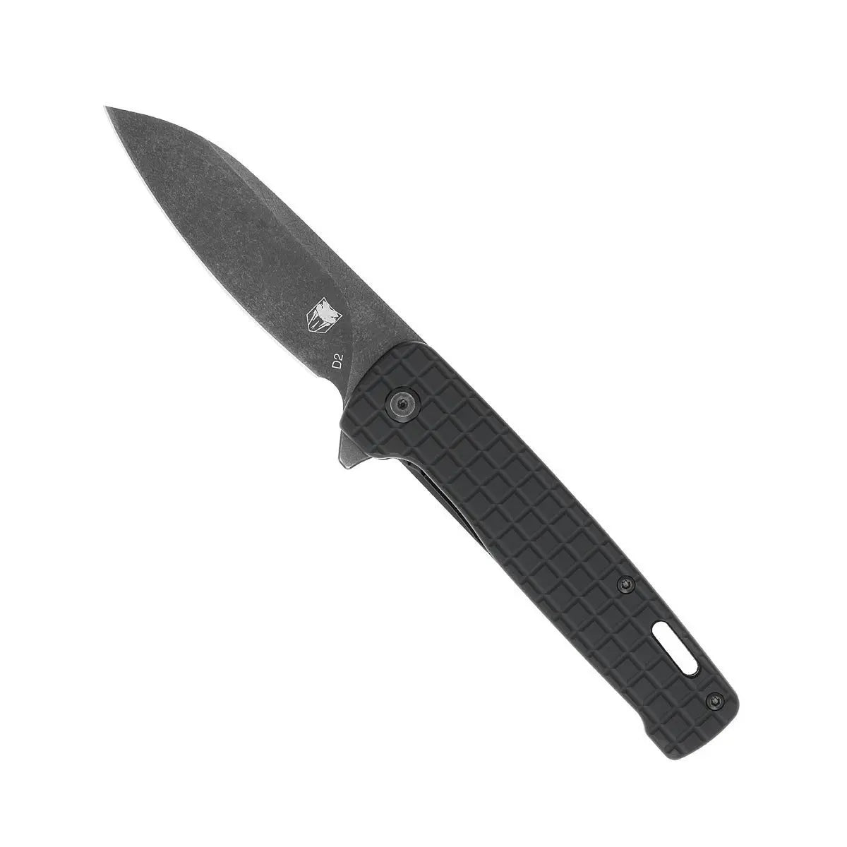 CobraTec Rhino Black— Flipper Folding Knife (D2 Blade, Aluminum Handle)