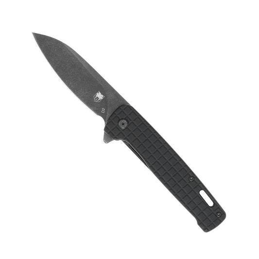 CobraTec Rhino Black— Flipper Folding Knife (D2 Blade, Aluminum Handle)