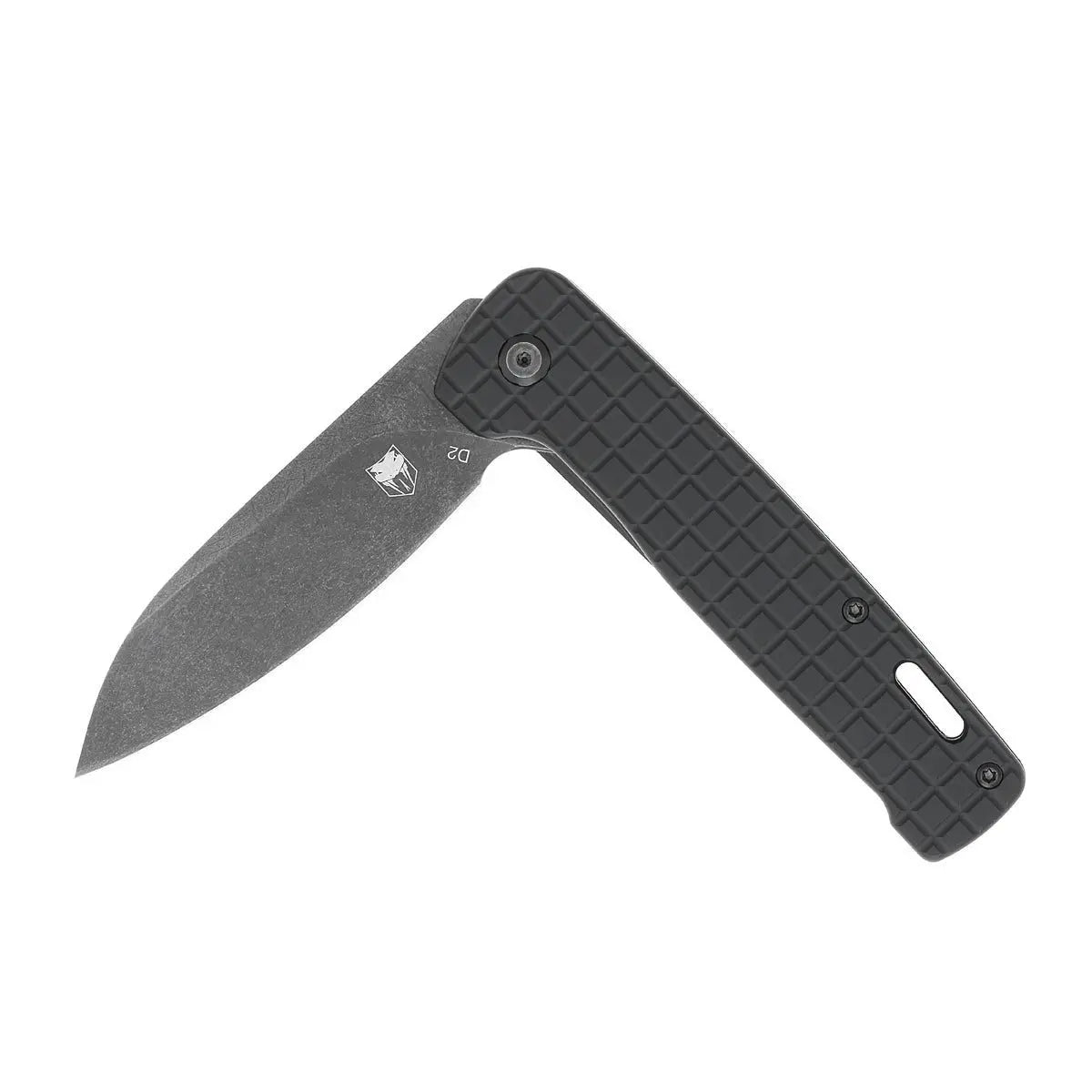CobraTec Rhino Black— Flipper Folding Knife (D2 Blade, Aluminum Handle)