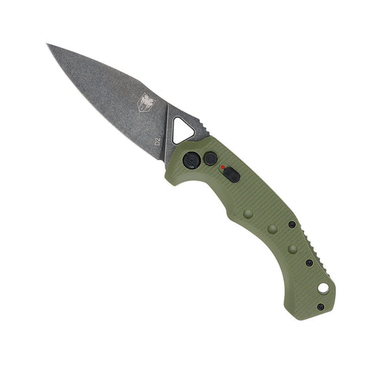 CobraTec Ryker OD Green Side Button  Automatic Knife D2 Blade, G-10 Handle ODGAFRYK