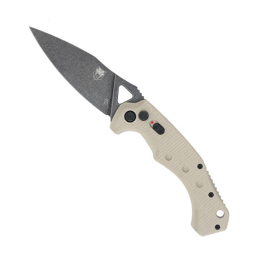 CobraTec Ryker Tan Side Button Folding Automatic Knife (D2 Blade, G-10 Handle) TANAFRYK