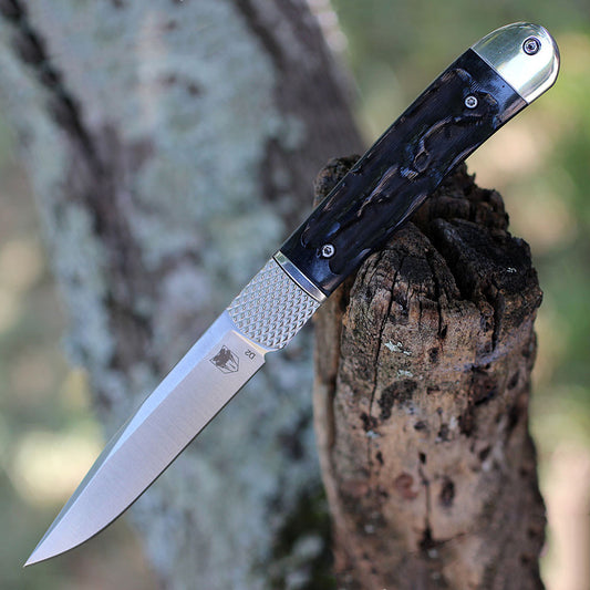 CobraTec Trapper Hidden Release Auto Black Bone 3.125" D2 Steel CTTHRBLK