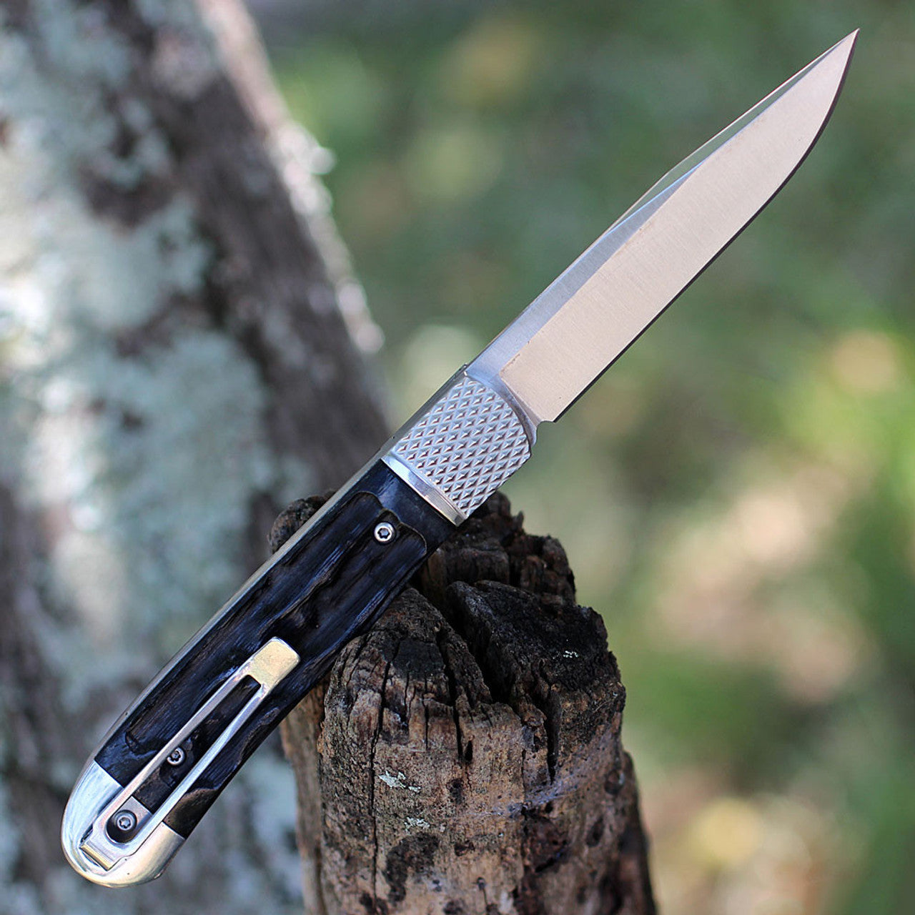 CobraTec Trapper Hidden Release Auto Black Bone 3.125" D2 Steel CTTHRBLK