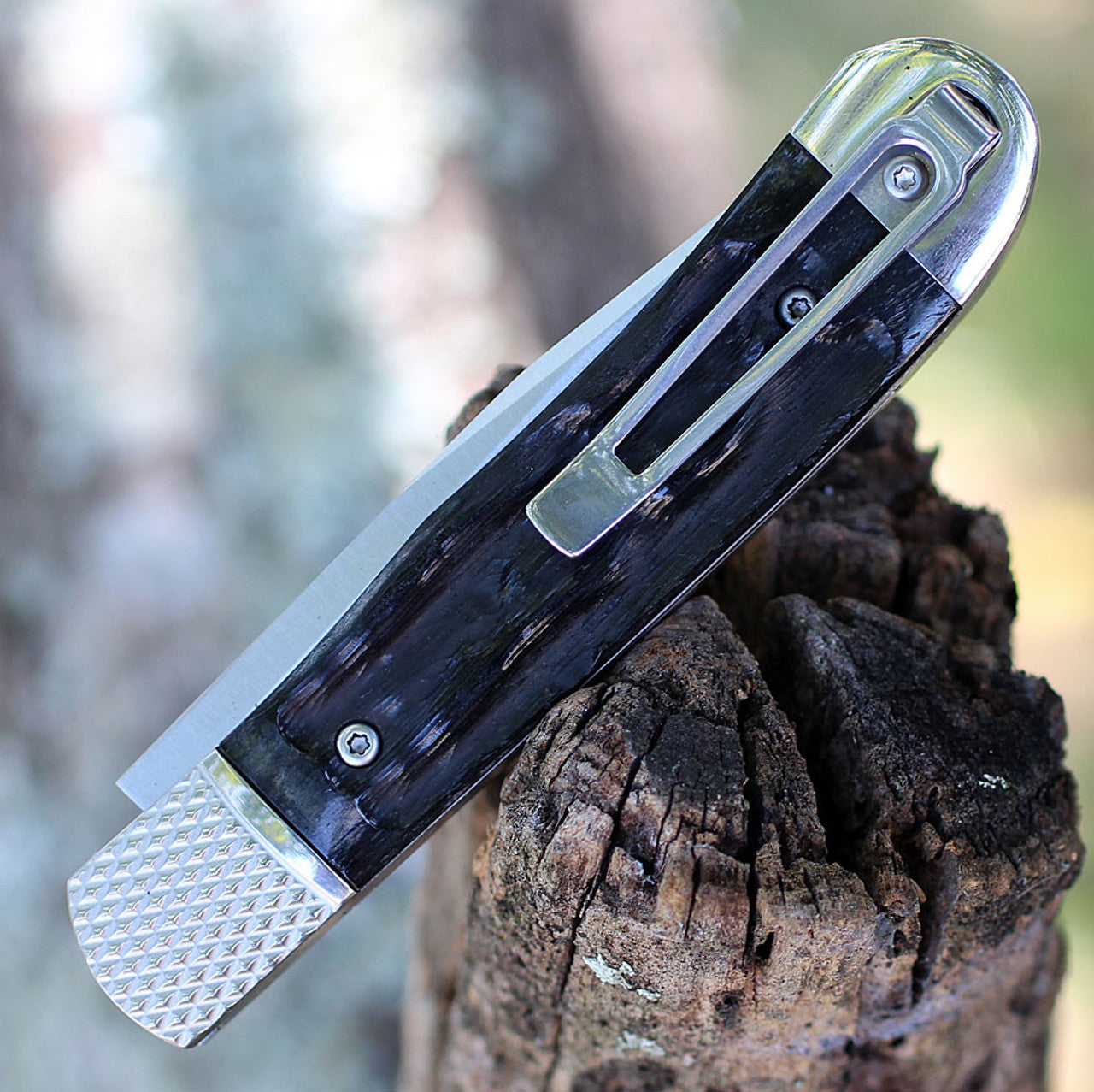 CobraTec Trapper Hidden Release Auto Black Bone 3.125" D2 Steel CTTHRBLK