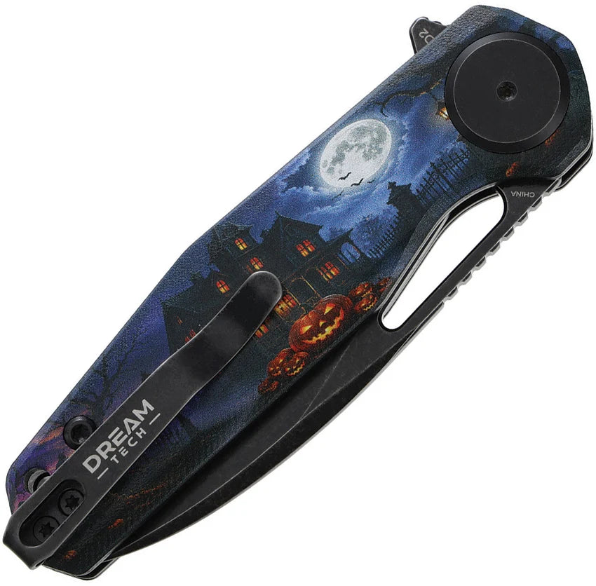 DreamTech Halloween D2 Button Lock G10 Folding Knife K4211GHH