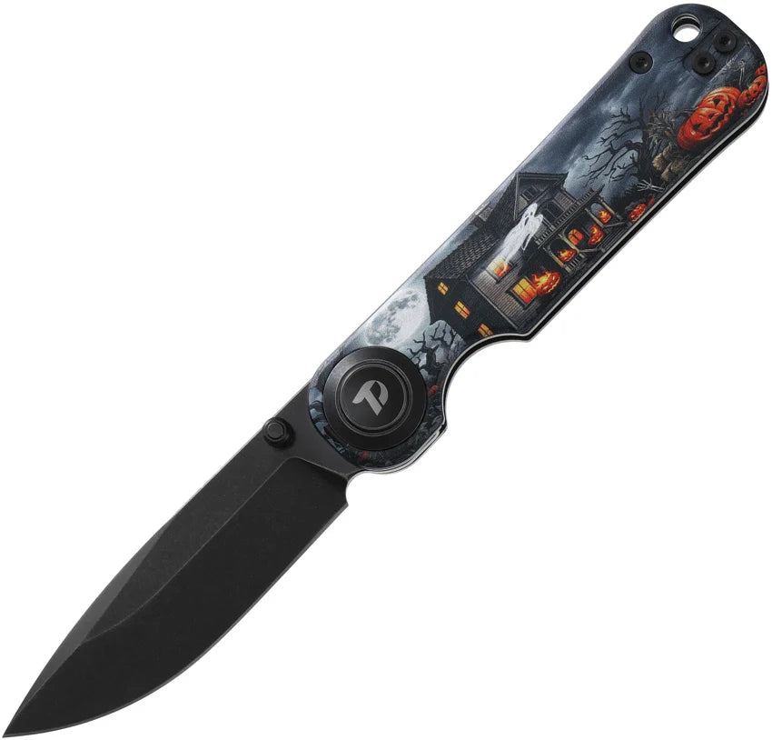 DreamTech Halloween D2 Button Lock Folding Knife D4245AHH