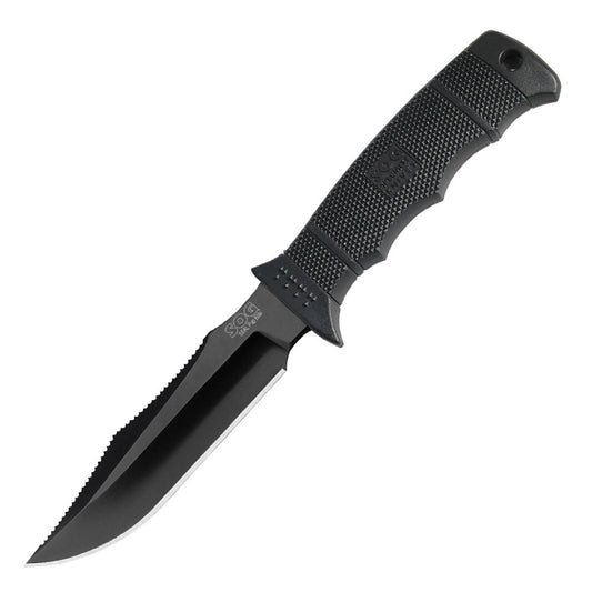 SOG Knives SEAL Pup Elite Fixed Blade 4.85in Plain Black Clip Point SOG-E37SN-CP