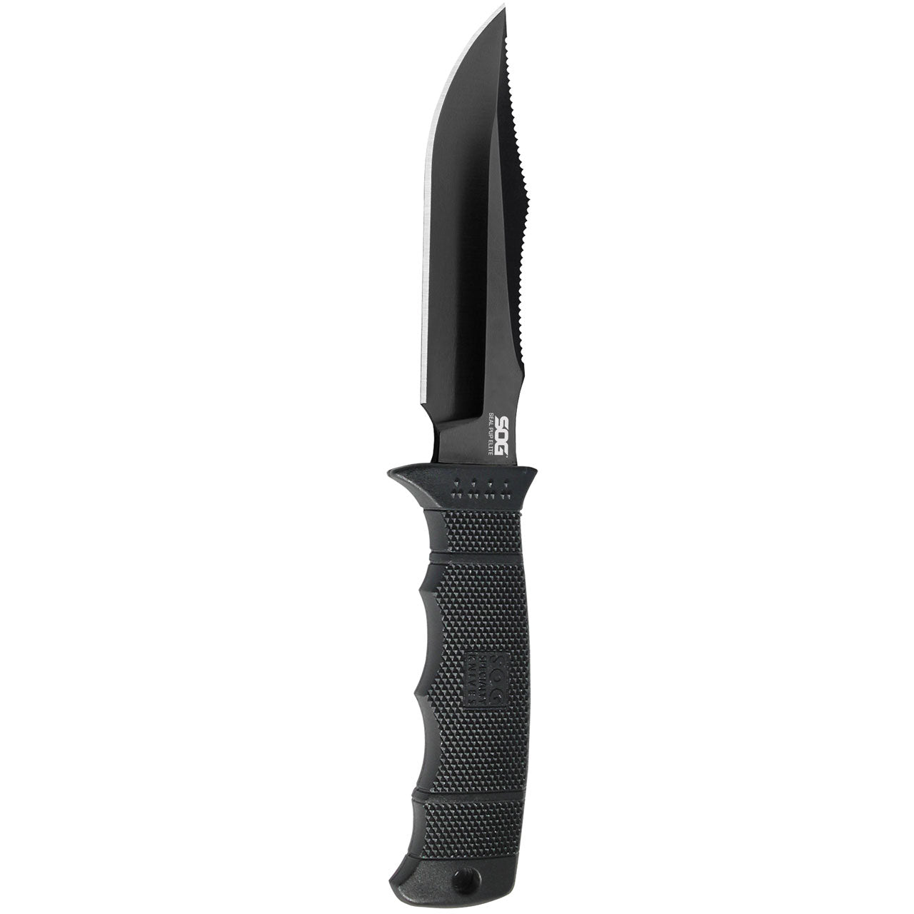 SOG Knives SEAL Pup Elite Fixed Blade 4.85in Plain Black Clip Point SOG-E37SN-CP
