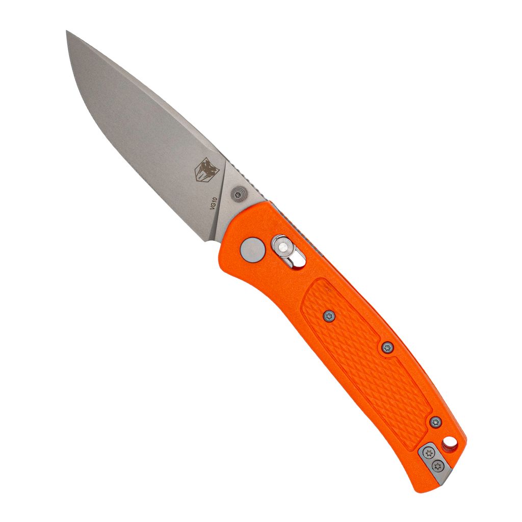 CobraTec EDC Scout Bar Lock Folding Knife VG10 Blade Orange Grivory Handle CTSCTGRVORGBAR