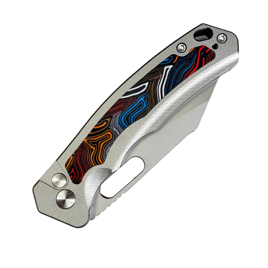 SixLeaf SL-78 Folding Knife – Aluminum/G10 14C28N Button Lock EDC Knife SL-78-14C28N-G10