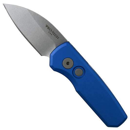 Pro-Tech Blue Runt 5 Auto Knife, Wharncliffe Stonewash Magnacut Blade PTR5301-Blue