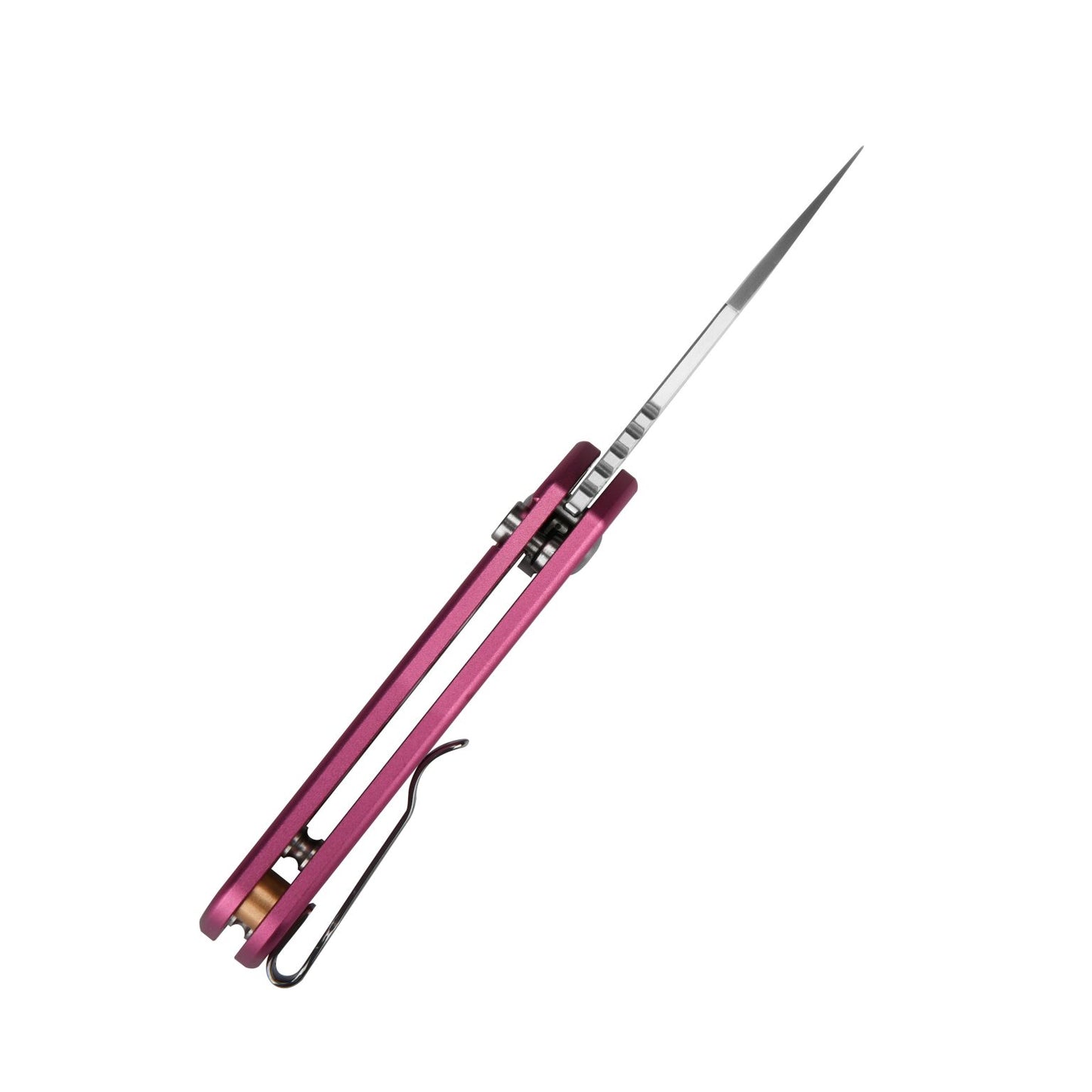 CJRB Mini Pyrite Folding Knife – Pink Aluminum AR-RPM9 Button Lock EDC Knife J1933-PK