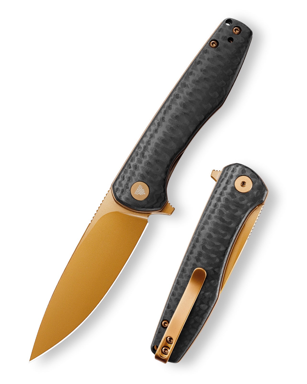 Trivisa Hummingbird Folding Knife – Grey Carbon Fiber G10 14C28N Rose Gold EDC Knife JM07-CG-14