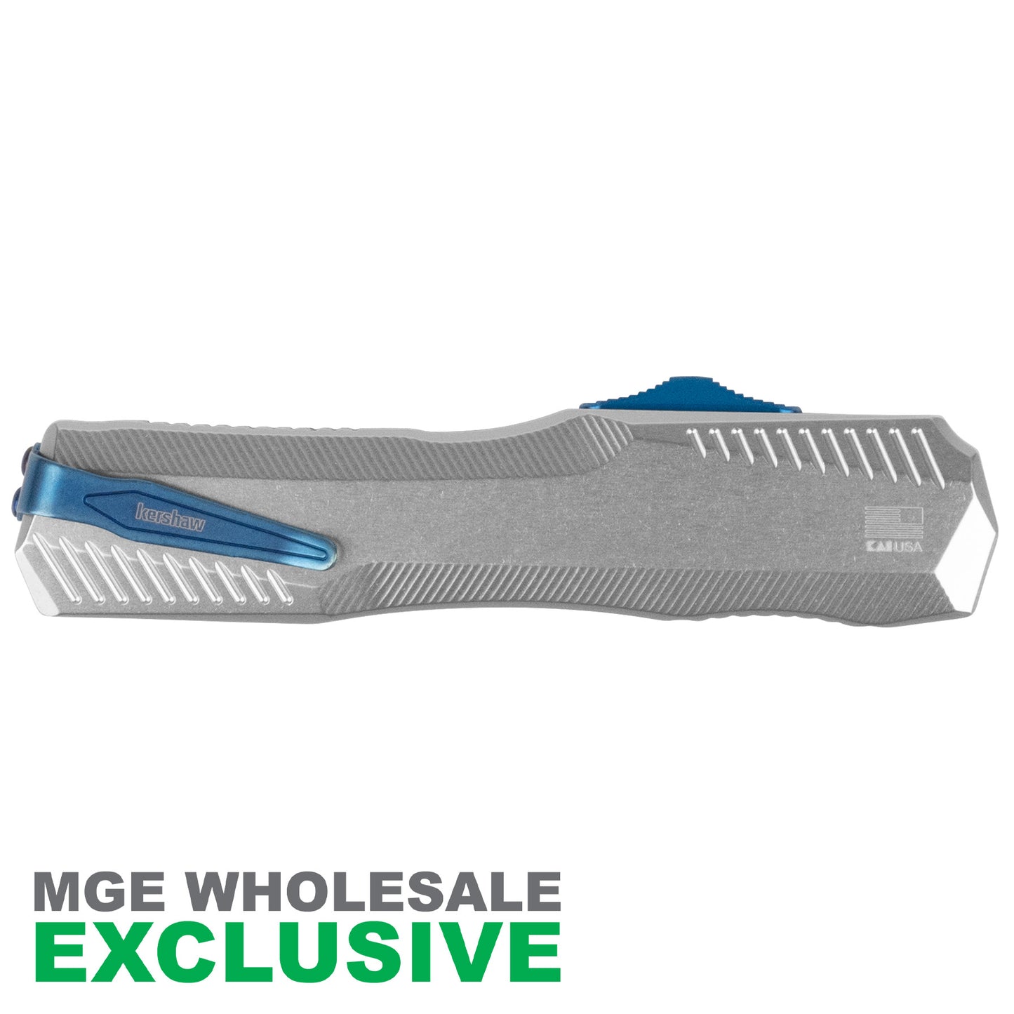 Kershaw Livewire Cryo OTF Automatic Knife  Raw Aluminum w/ Blue Blade 9000RAWBLU