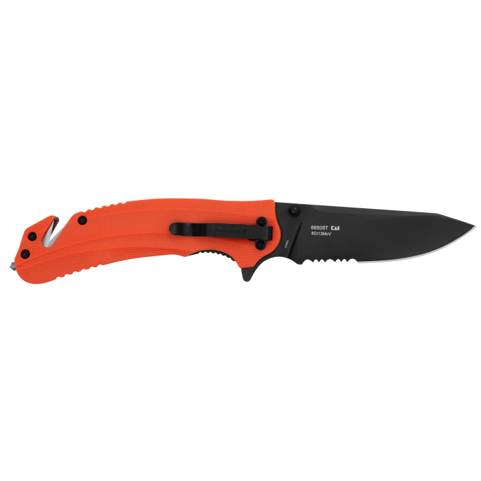 Kershaw Barricade Serrated Rescue Knife Glass Breaker Cord Cutter Assisted Opening