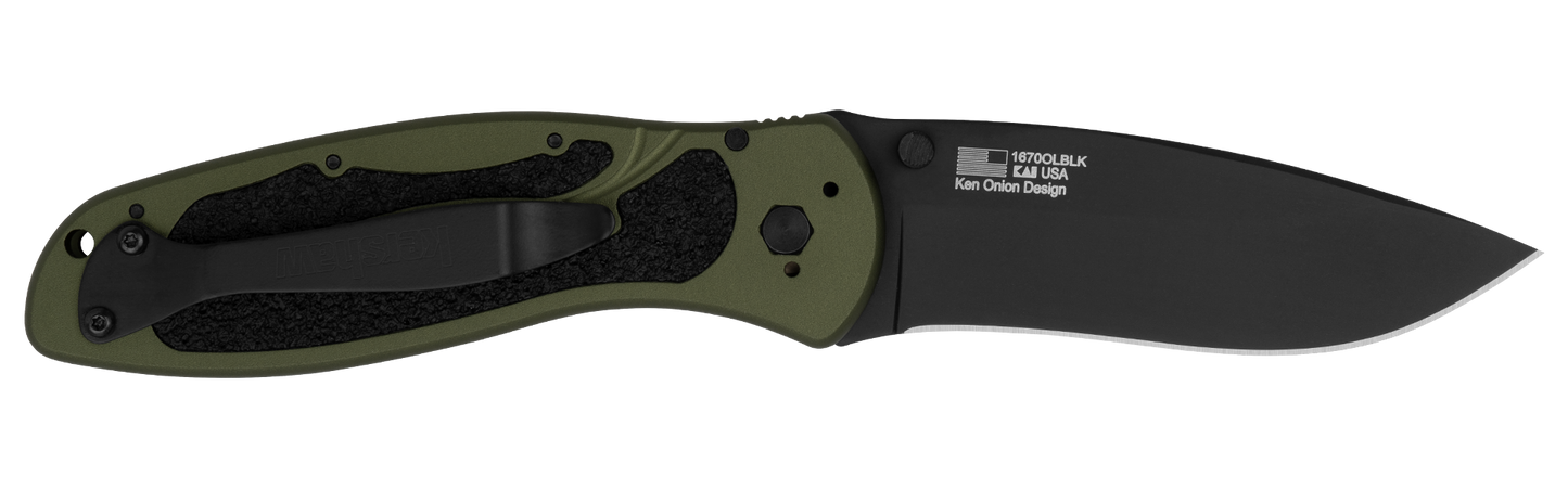 Kershaw Blur Assisted Opening Knife Olive 3.375" Black 1670OLBLK (Second)