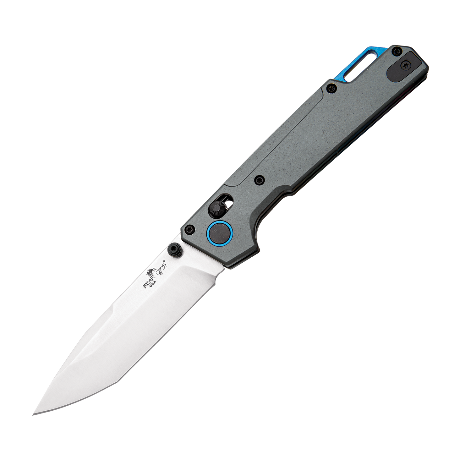 Bear & Son Nekama™ I Gray & Blue Aluminum Handle Modified Tanto Blade MC-1000-ALGY-S