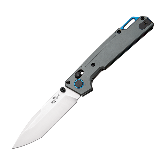 Bear & Son Nekama™ I Gray & Blue Aluminum Handle Modified Tanto Blade MC-1000-ALGY-S