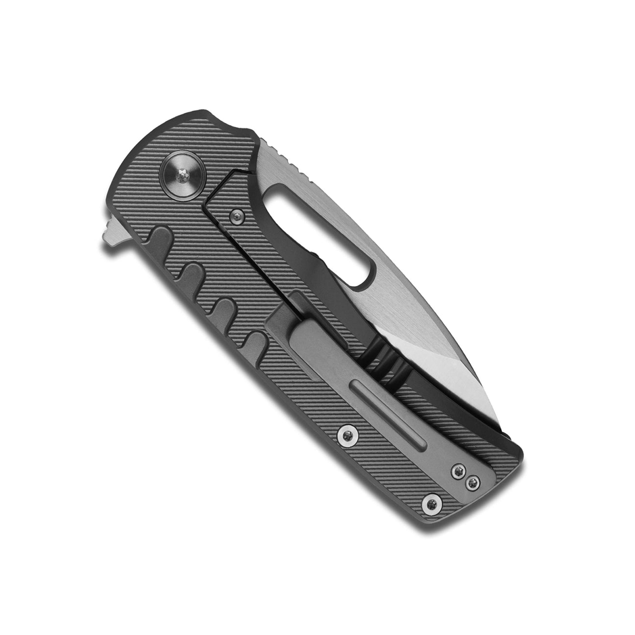 Miguron Arma XL Flipper Folding Knife – 4.03" M390 Satin Drop Point Blade, Dark Grey PVD Titanium Handle | MGR603XLDG