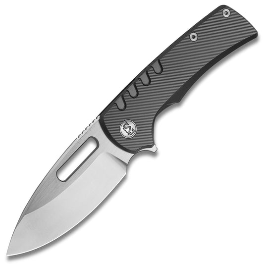 Miguron Arma XL Flipper Folding Knife – 4.03" M390 Satin Drop Point Blade, Dark Grey PVD Titanium Handle | MGR603XLDG