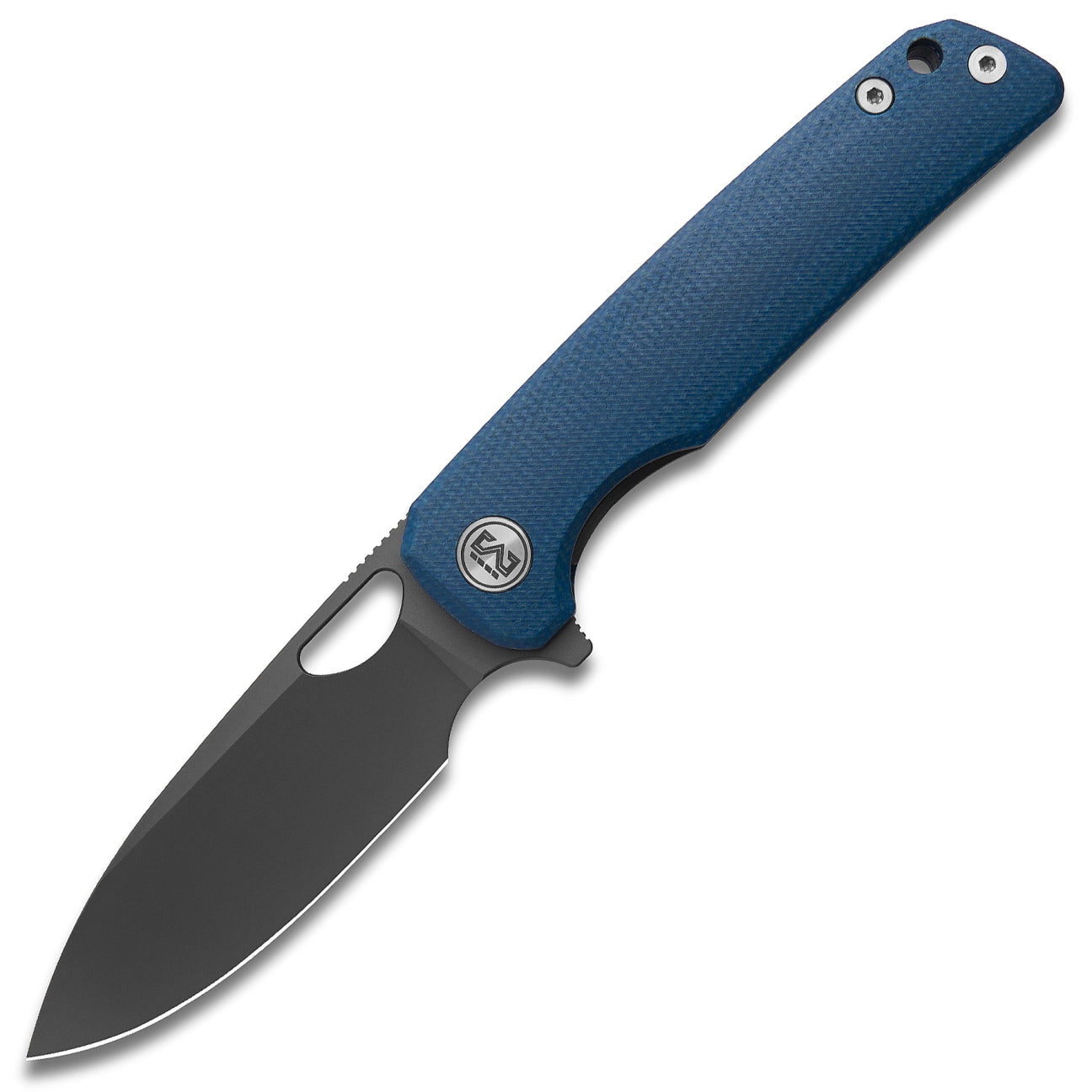 Miguron Galaty Flipper Folding Knife – 3.25" 14C28N Dark Grey PVD Blade, Blue Micarta Handle | MGR818MBU
