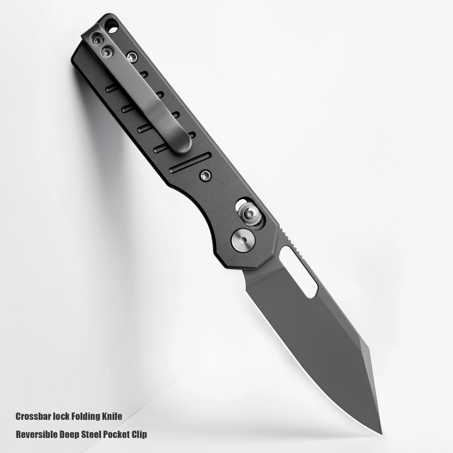 Miguron Knives Gatov D2 Dark Grey PVD Blade, Cross-Bar Lock, PVD Aluminum Handle