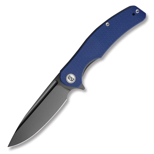 Miguron Small Velona Flipper Folding Knife – 3.5" 14C28N Dark Grey PVD Drop Point Blade, Blue Micarta Handle | MGR8003SBU