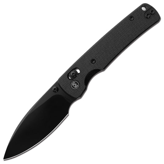 Miguron Vakor Crossbar Lock Folding Knife – 3.15" Black PVD 14C28N Drop Point Blade, Black G10 Handle | MGR817ABK