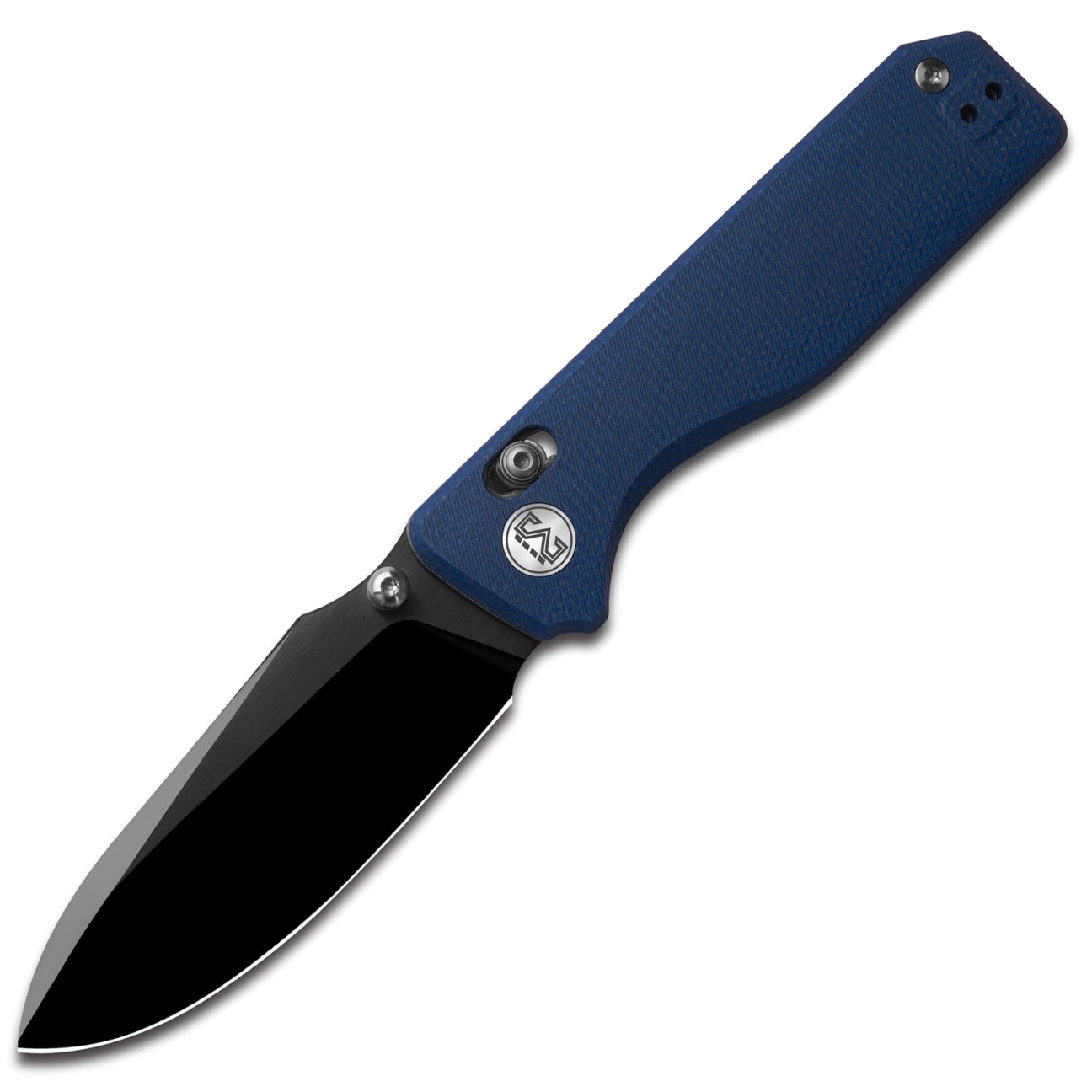 Miguron Vane II Cross-Bar Lock Folding Knife MGR825ABU 3.25" M390 DLC & Satin Drop Point Blade | Blue Micarta Handle | MGR825ABU