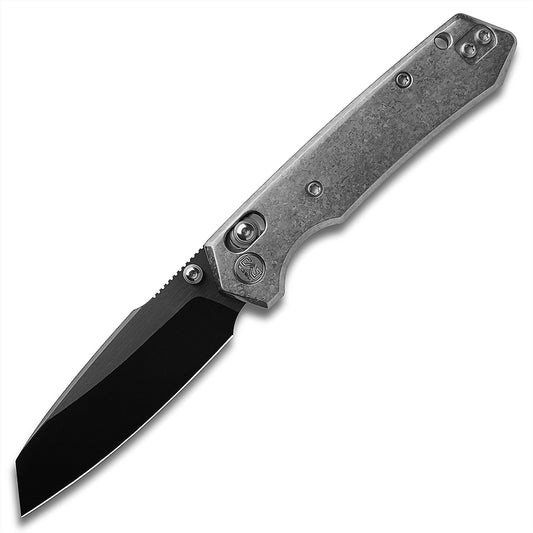 Miguron Vatso Cross-Bar Lock Folding Knife MGR631ABJSR 2.99" M390 Satin & DLC Blade  Silver Crystal Titanium Handle | MGR631ABJSR