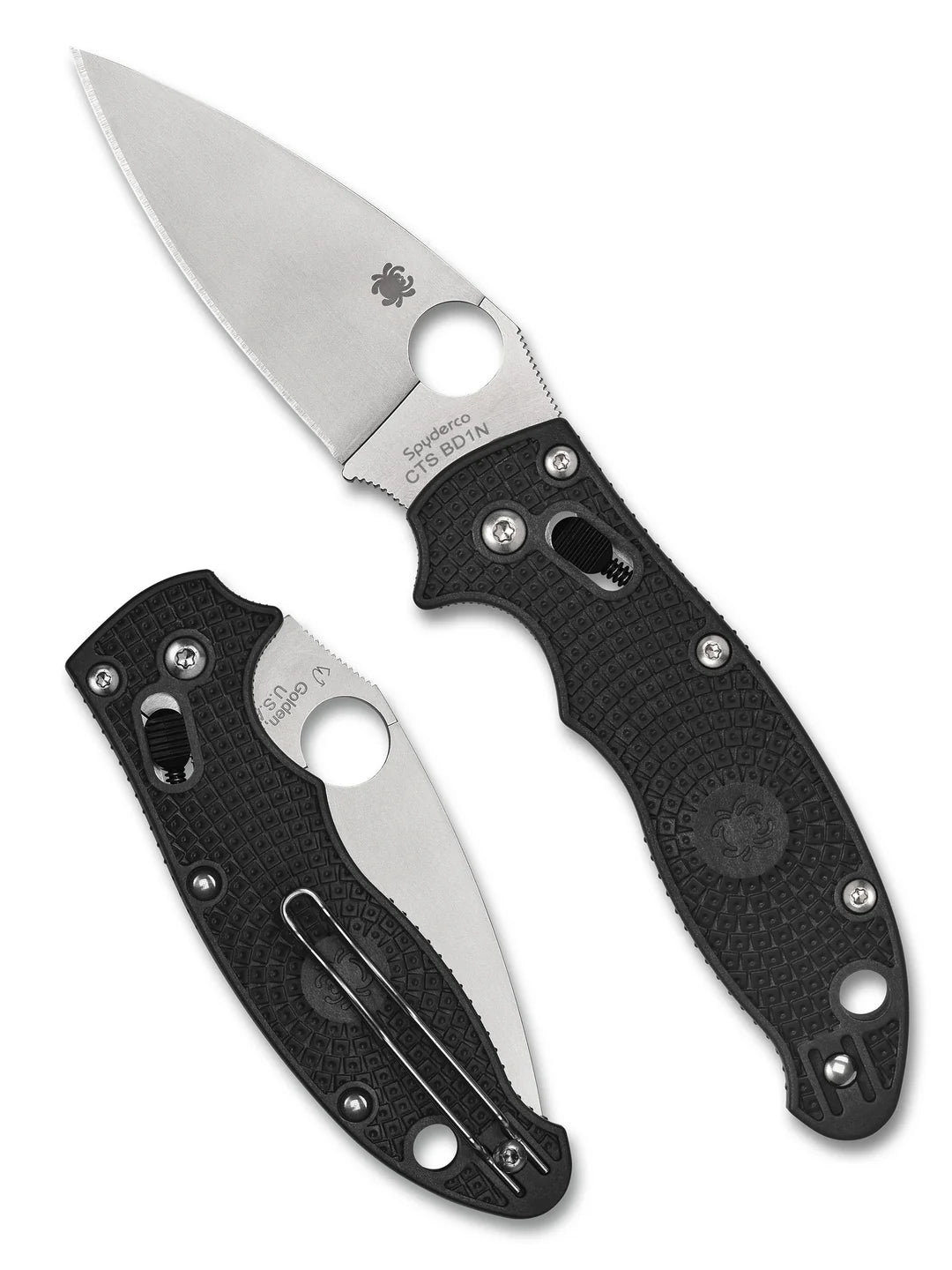Spyderco Manix 2 Lightweight  Knife 3.375" CTS-BD-1N Plain Blade, Black FRCP Handles