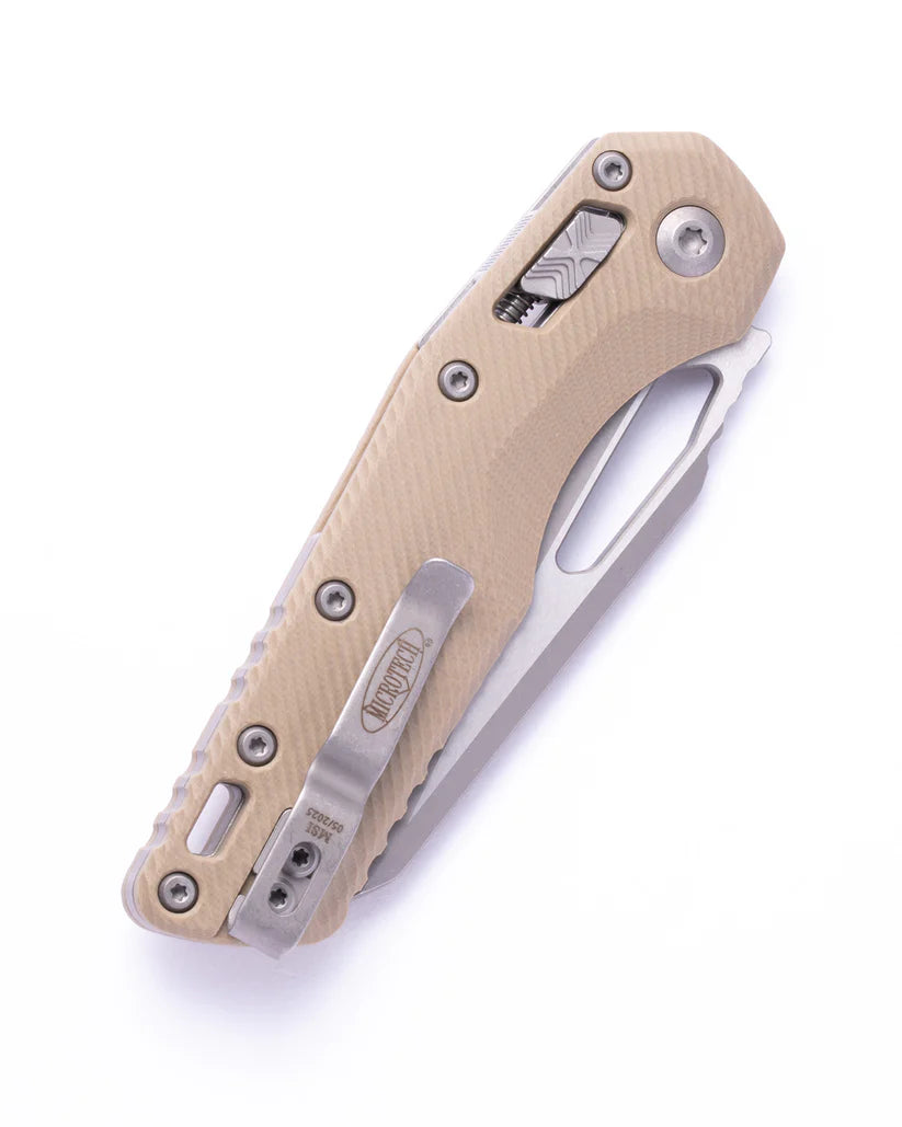 Microtech MSI® S/E – Fluted Tan G-10, Apocalyptic® Finish 210-10APFLGTT