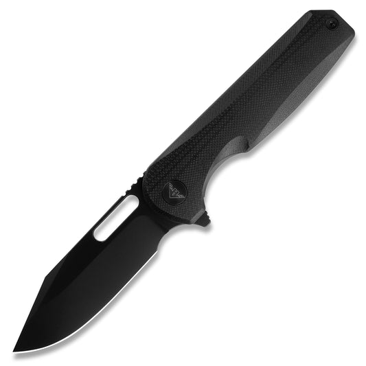 MiguronAmeight Knives Preyert II Flipper Knife 3.23" Black PVD 14C28N Blade Black G10 Handle