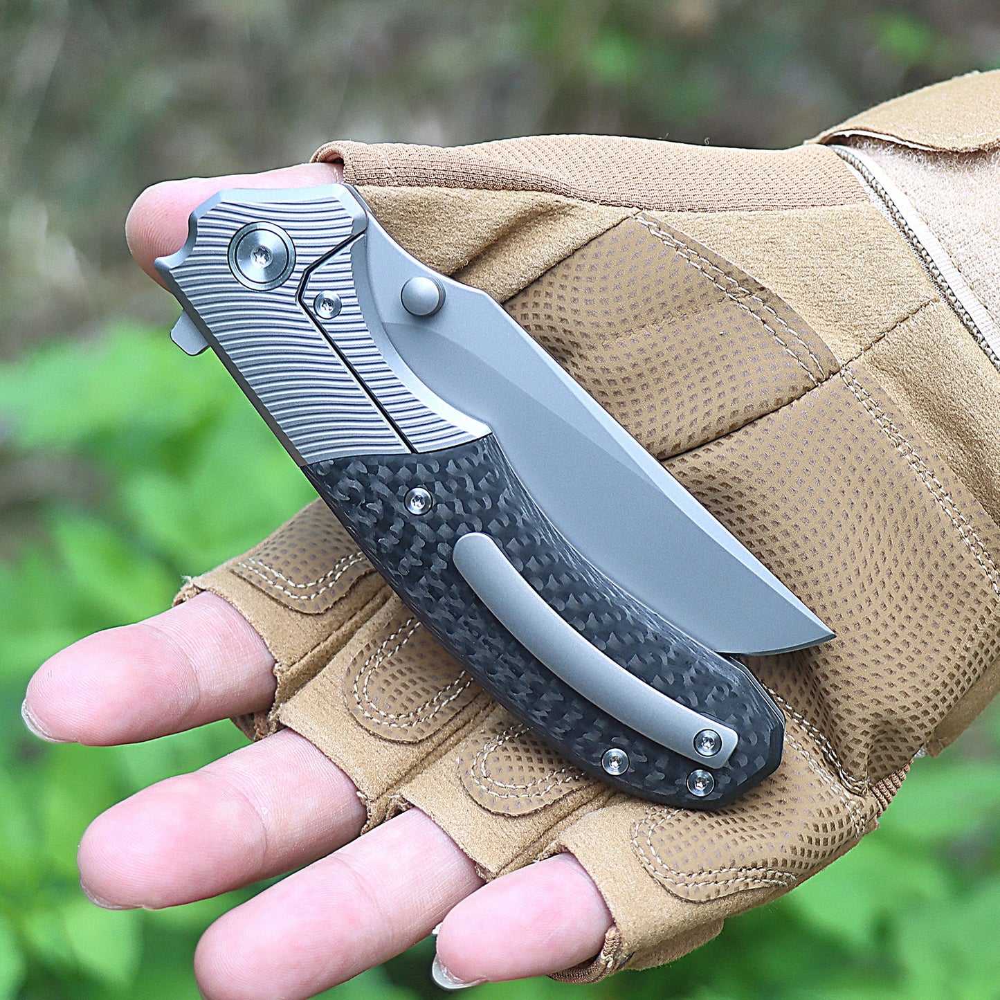 Miguron  Centurion Flipper  3.41" S90V Blade Titanium, Carbon Fiber Handle MGR-609CBK