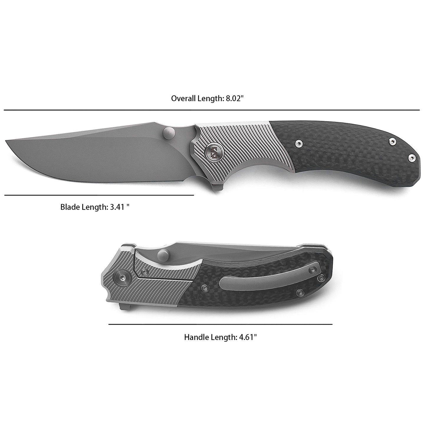 Miguron  Centurion Flipper  3.41" S90V Blade Titanium, Carbon Fiber Handle MGR-609CBK