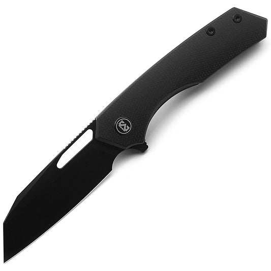 Miguron Knives Keryx Flipper Folding Knife 3.17" Black PVD 14C28N Blade Black Micarta Handle
