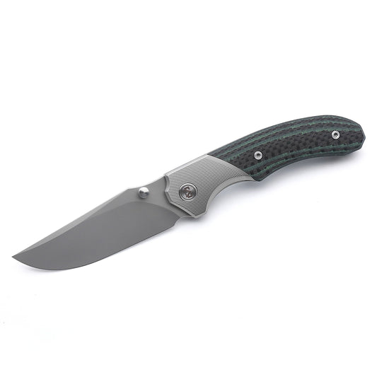 Miguron Knives M Centurion II  Knife 3.5" M390 Blade Titanium Green Carbon Fiber Inlay