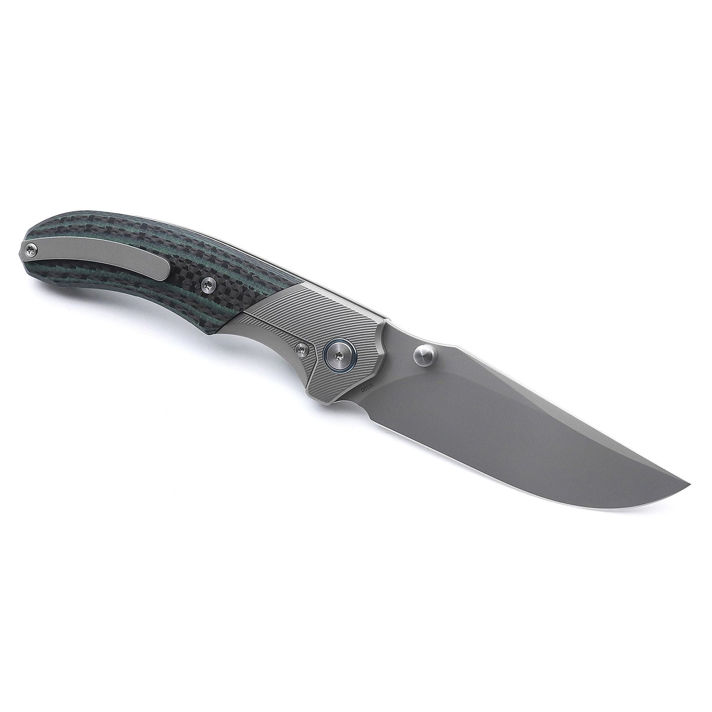 Miguron Knives M Centurion II  Knife 3.5" M390 Blade Titanium Green Carbon Fiber Inlay