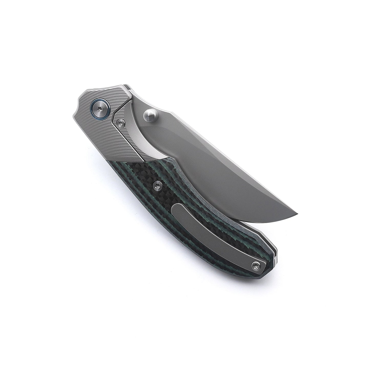 Miguron Knives M Centurion II  Knife 3.5" M390 Blade Titanium Green Carbon Fiber Inlay