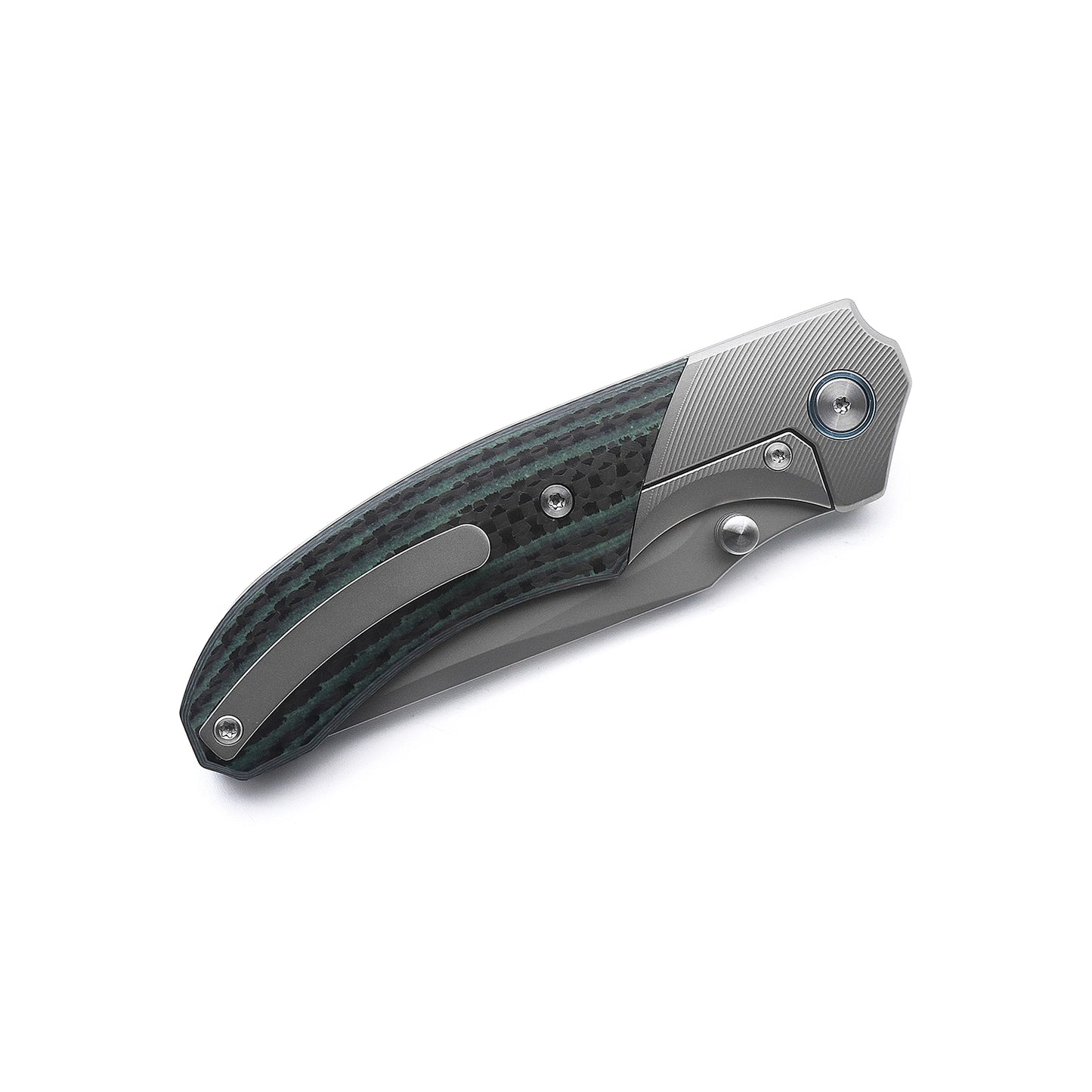 Miguron Knives M Centurion II  Knife 3.5" M390 Blade Titanium Green Carbon Fiber Inlay