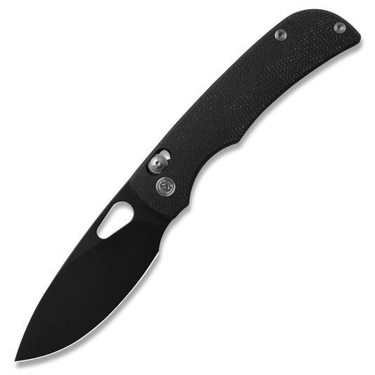 Miguron Knives Moyarl Pocket Knife 3.25" Black PVD 14c28n Blade Black Micarta Handle