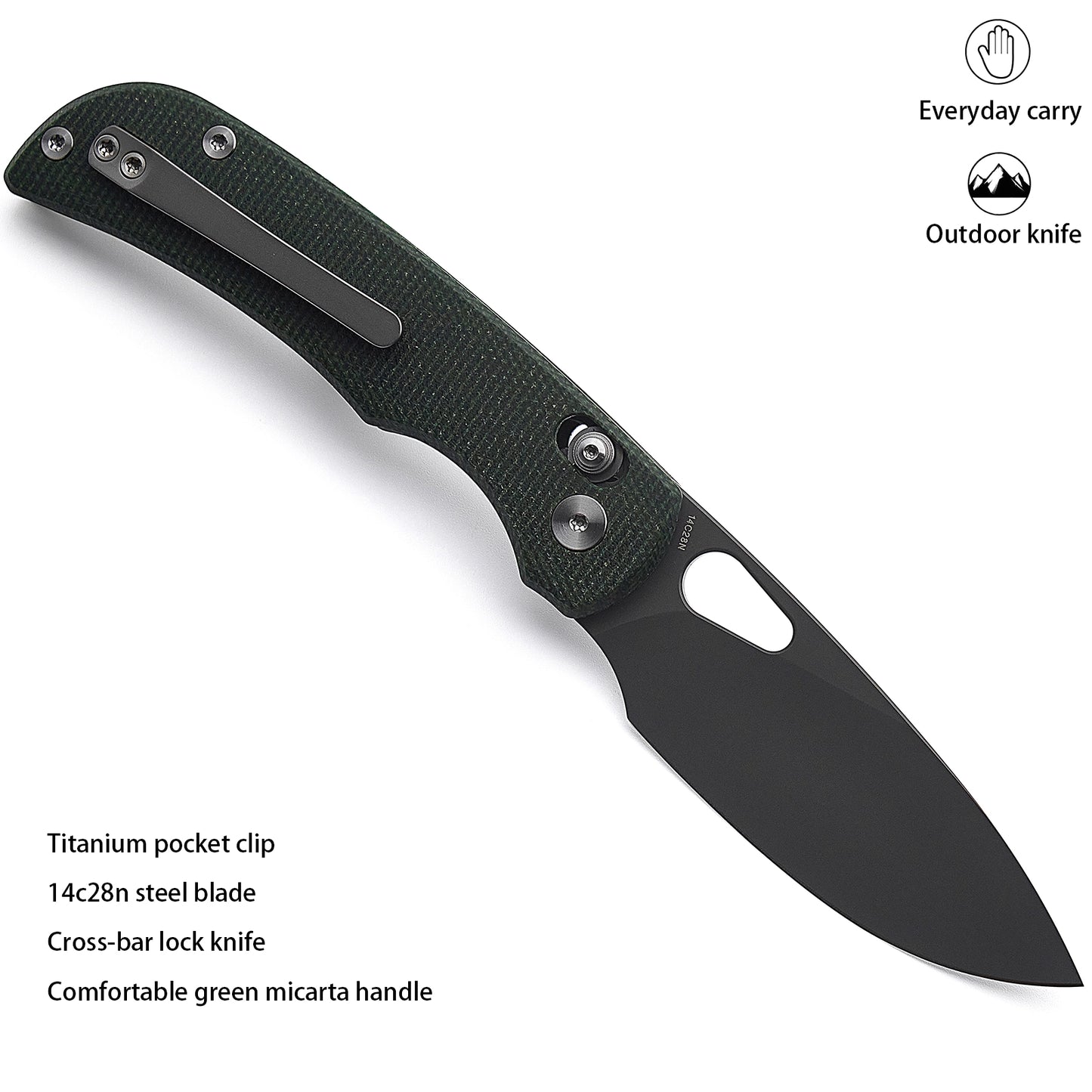 Miguron Moyarl Axis Lock Dark Gray Titanium Handle Dark Gray 14C28N Blade MGR621ADG