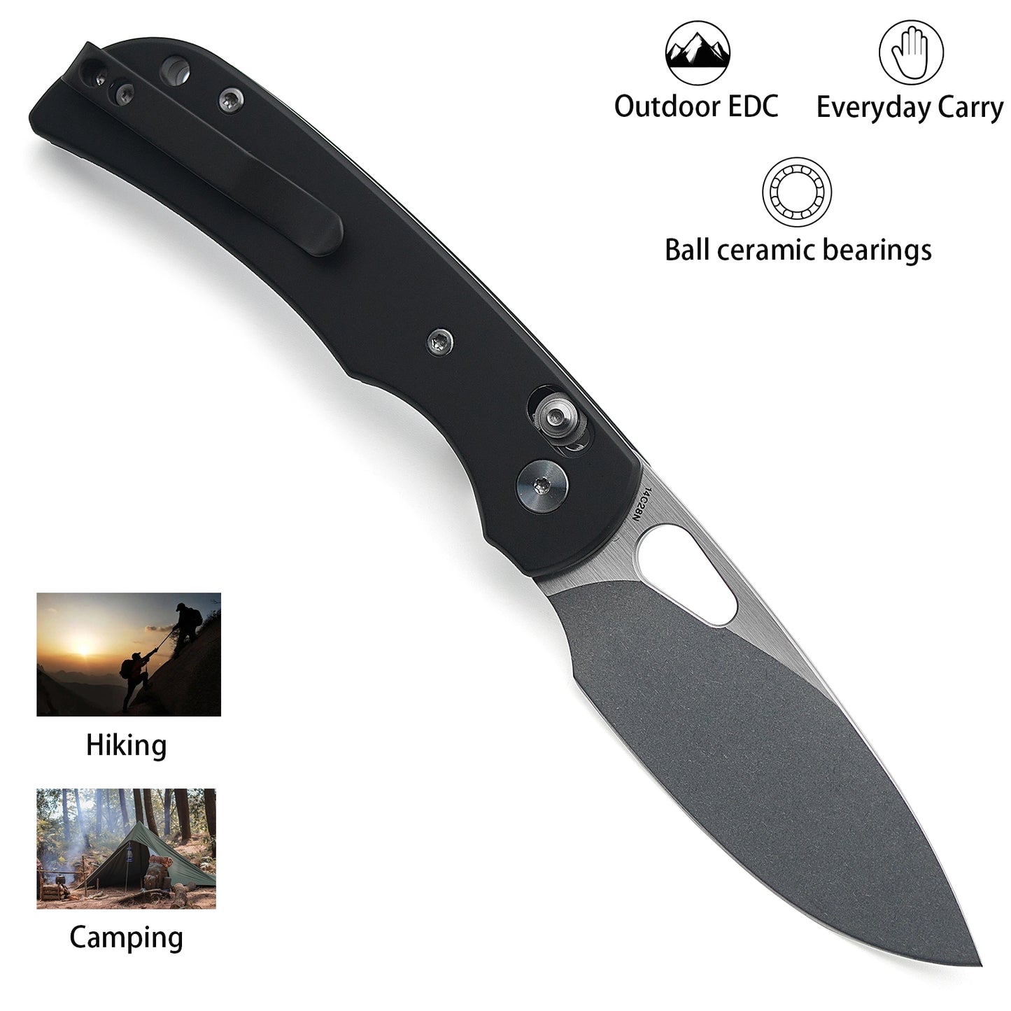 Miguron Moyarl Crossbar Lock Knife  3.25" 14C28N Blade, Titanium Handle (MGR-621ABK)