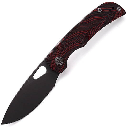 Miguron Moyarl  Knife Red Damascus G10 Handle 14C28N Plain Dark Grey Blade MGR-8D06DR