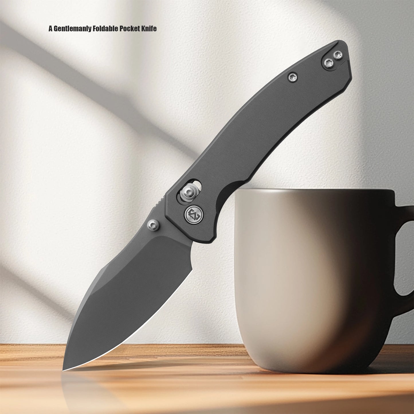 Miguron Norsa Folding Knife Grey PVD Aluminum Handle D2 Plain Edge Dark Grey PVD Finish MGR820ADG