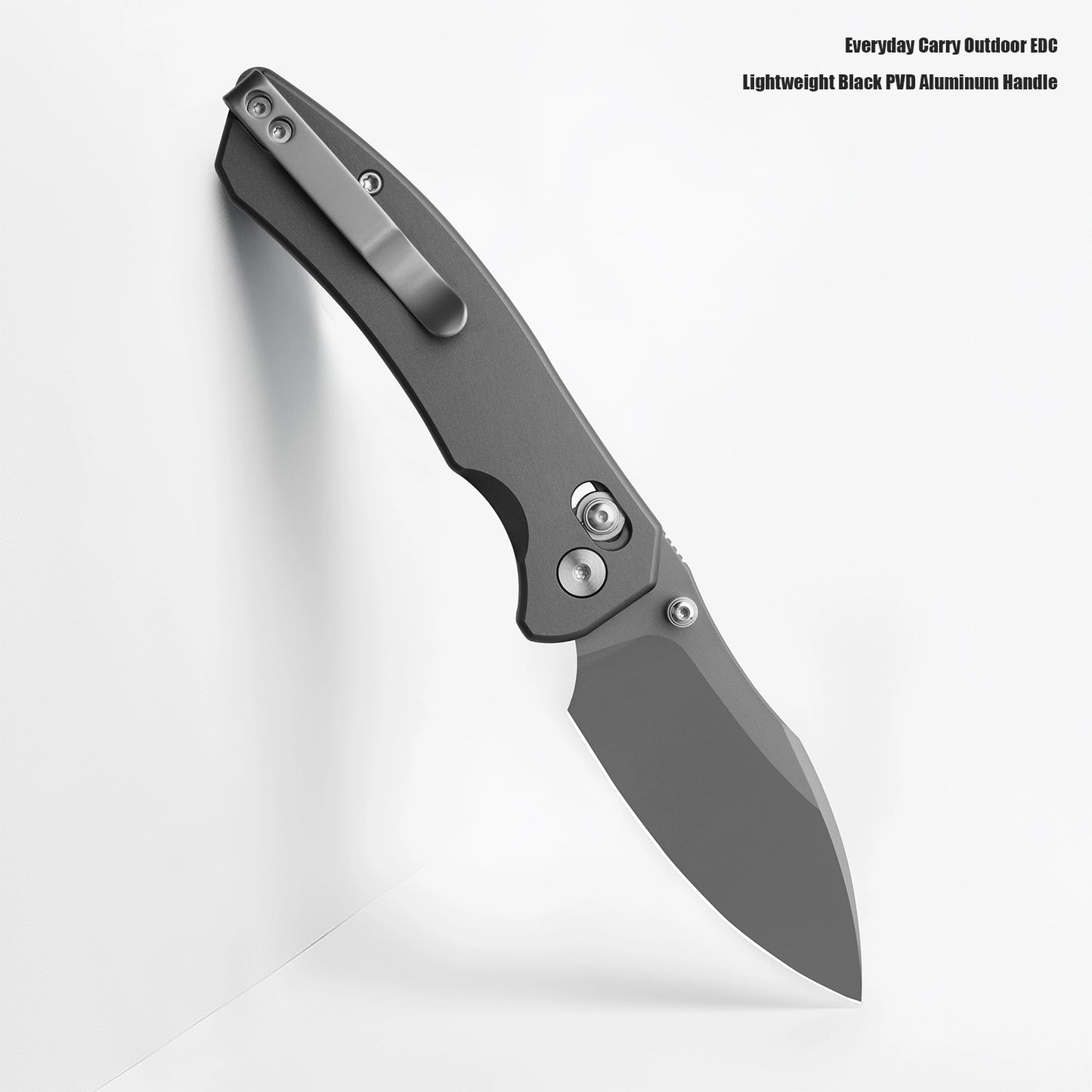 Miguron Norsa Folding Knife Grey PVD Aluminum Handle D2 Plain Edge Dark Grey PVD Finish MGR820ADG